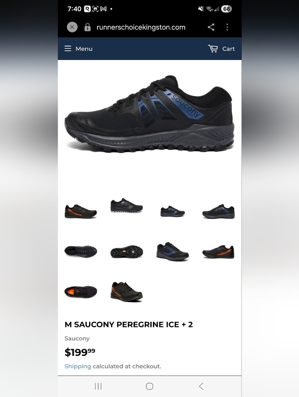 Saucony Men's Black Trail Running Shoes with Blue Accents 14M